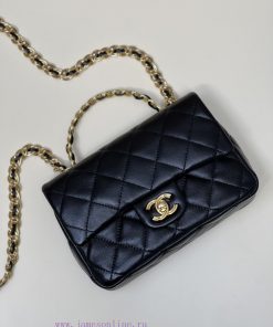 Chanel Bag 𝟮𝟯𝐒𝐂𝐅𝐌𝐢𝐧𝐢 Handheld Lid BagOil wax sheepskin material is brighter and more durable n2pfonaj