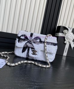 Chanel Bag Chanel 24B limited edition AS4418 bow CF black and white sequins, with a sparklin 629sgqlo