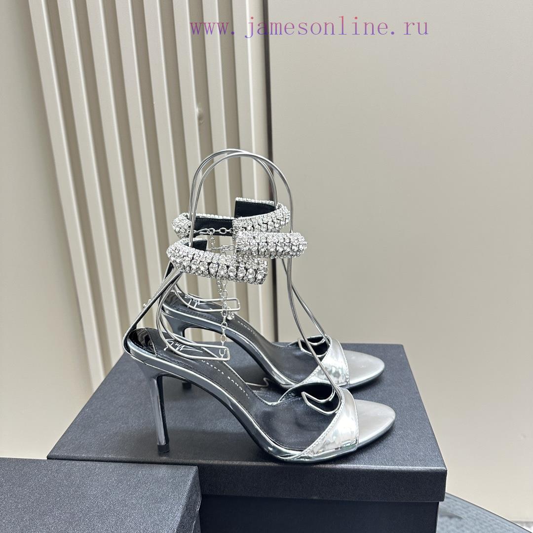 Giuseppe ZanottiGZ 2024s new rhinestone high heelsLacquer leather shoe headpiece with rhinest1mcb61l - Image 6