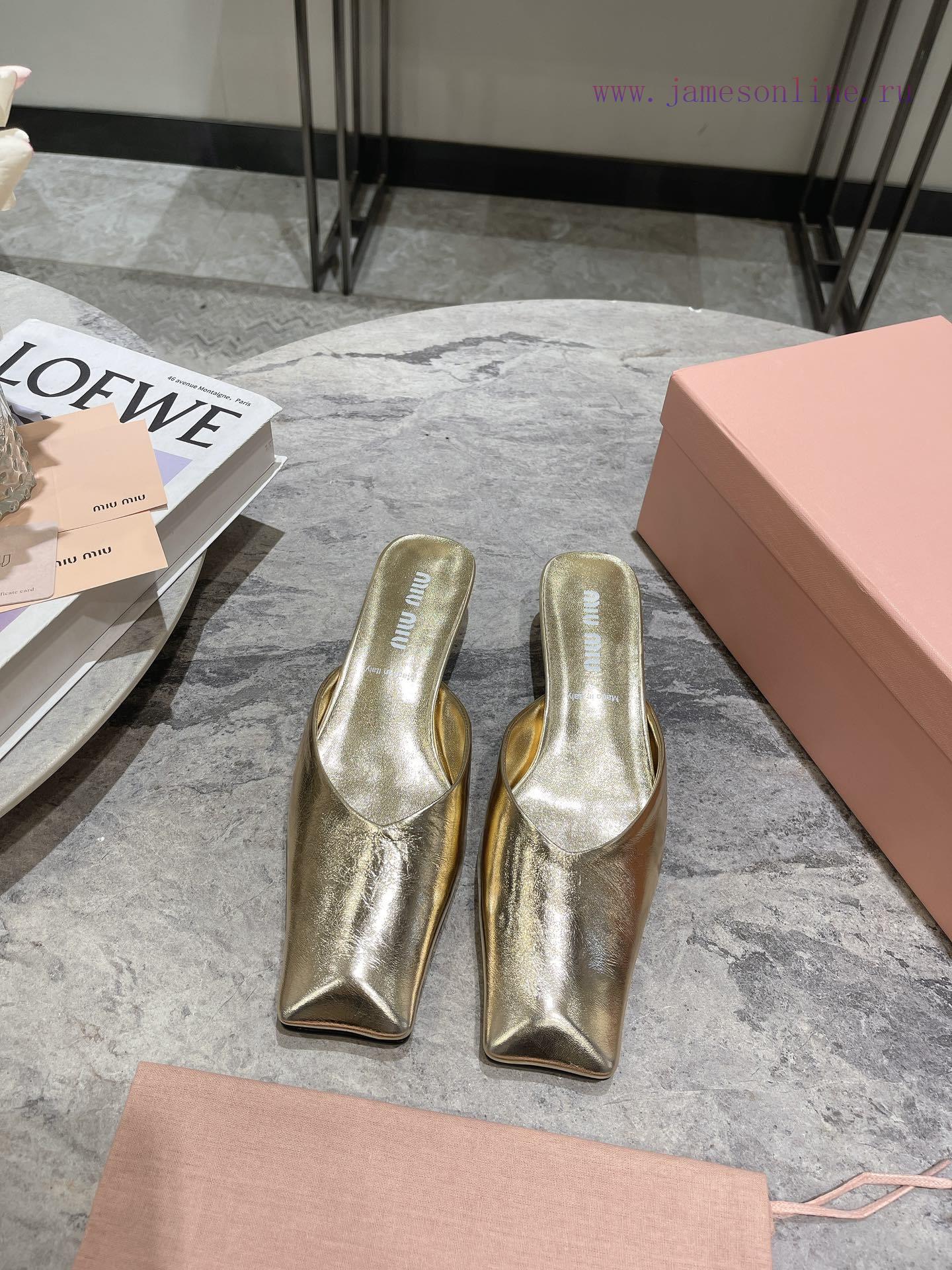MIU MIU 24 Spring/Summer New Collection Retro Square Head Thick Heel Cool DragSimple yet claf3abk3ba - Image 2
