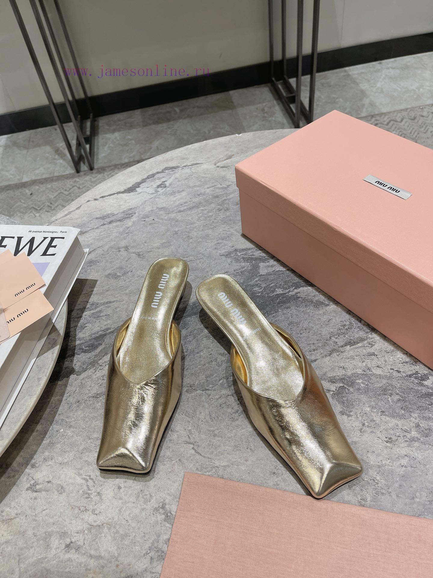 MIU MIU 24 Spring/Summer New Collection Retro Square Head Thick Heel Cool DragSimple yet claf3abk3ba - Image 3