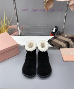 MiuMiu 2024 Autumn/Winter Fashion Style Strapped Wool Short Boots Snow Boots Fury ShoesFrequi3720z8i