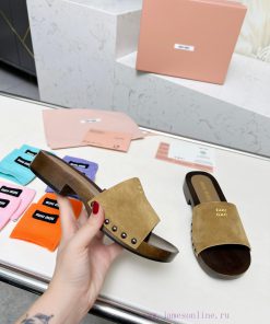 p. Miu Miu's new cool slippers, clog slippers, fashionable and casualImported soft cowhide wa9ib70wx