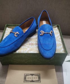 Gucc'i Jordaan series women's loafers new color Yangjing crystal diamond horseneck buckle re3ho87tag
