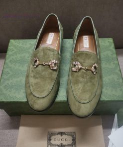 Gucc'i Jordaan series women's loafers new color Yangjing crystal diamond horseneck buckle reij0y3ui8