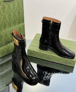 New Gucci Purchasing Grade 2023 New Almond Head Retro G Belt Buckle Ankle Boots Martin Shortgotrfcbu