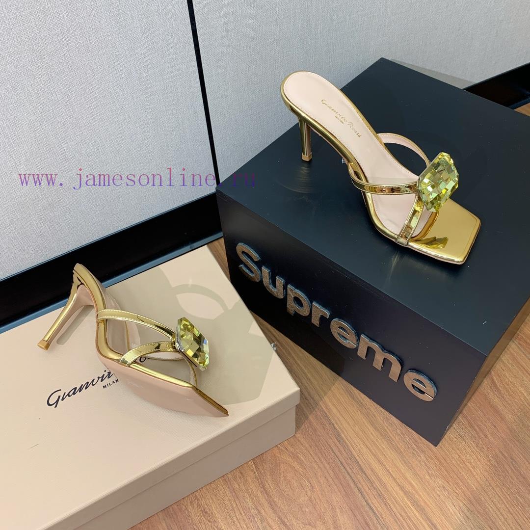Gianvit Ross large button square toe slippers adhere to the design style of elegant and intew88us8cr - Image 6