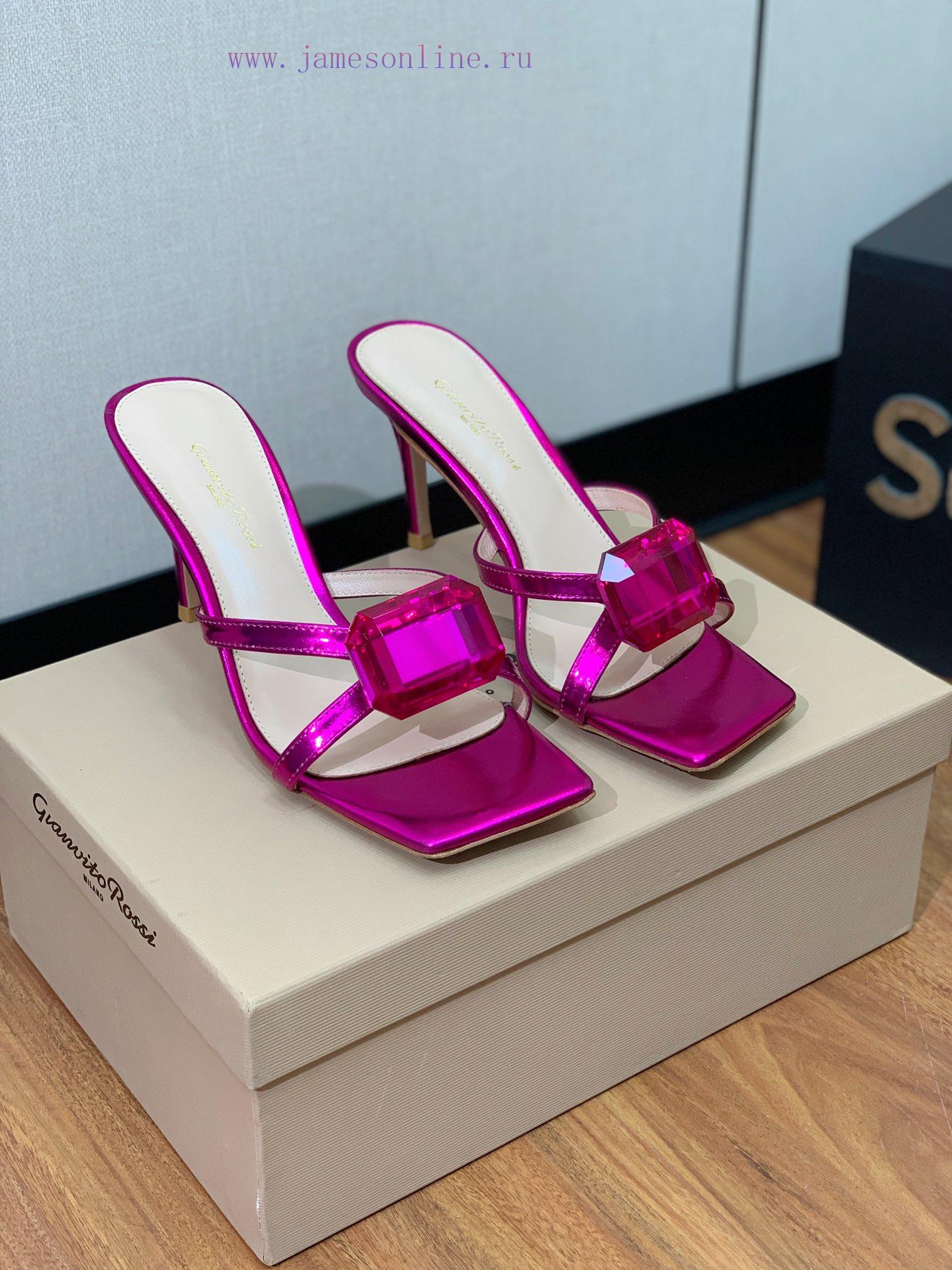 Gianvit Ross large button square toe slippers adhere to the design style of elegant and intet965cndj - Image 4