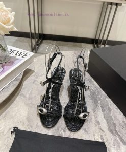Alexander Wang's 24 Spring/Summer New Dome Middle Heel Sandals with Serpentine Pattern and Sf3t4ekea
