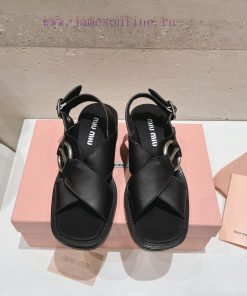 Top tierMiu Miu2024 popular thick heel sandalsThe Miu in the market is really girlish, with wjluc003