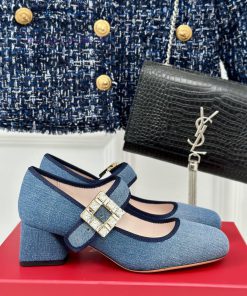 Roger Vivier | RV Classic Diamond BuckleRough heeled Mary Jane single shoesFull of girlish saixym4e7