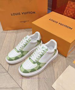 LV new white shoes men's checkerboard seriesGrid color blocked pure cowhide 3D printed breatgzrzocn3