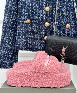 Balenciaga | Balenciaga 24S New Product Letter Embroidered Thai Thick Bottom Di Hairy Slippe4sc8pkhs
