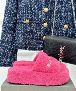 Balenciaga | Balenciaga 24S New Product Letter Embroidered Thai Thick Bottom Di Hairy Slippedyrozhc9