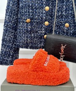 Balenciaga | Balenciaga 24S New Product Letter Embroidered Thai Thick Bottom Di Hairy Slippemr9z7929