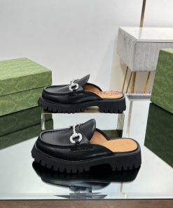 The latest GUCCI crystal diamond horseneck buckle with thick sole and Le Fu single shoes in 970k6b3u