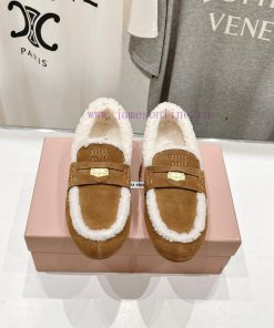 . MiuM * u/Miu * Miu 2024 Autumn/Winter Fashion Style Coin Driving Shoes with Mao Le Fu Shoe3rcj247m