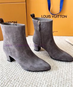 LV donkey brand 2024 autumn and winter new style thick heel short boots pointed bare bootsItwiles1cc