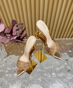 Gianvito Rossi 2024 Classic Pointed Embroidered Lace High Heels Half Dragged————————————Its 0zf1soy4