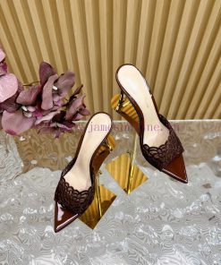 Gianvito Rossi 2024 Classic Pointed Embroidered Lace High Heels Half Dragged————————————Its j5ju6arv
