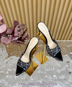 Gianvito Rossi 2024 Classic Pointed Embroidered Lace High Heels Half Dragged————————————Its py3irz8f