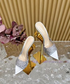 Gianvito Rossi 2024 Classic Pointed Embroidered Lace High Heels Half Dragged————————————Its w9rwqsll