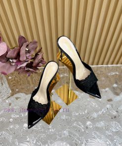 Gianvito Rossi 2024 Classic Pointed Embroidered Lace High Heels Half Dragged————————————Its mojo4uqy