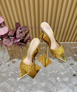 Gianvito Rossi 2024 Classic Pointed Embroidered Lace High Heels Half Dragged————————————Its uqjdzx6k