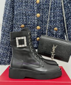 Roger Vivier | RV Classic Autumn/Winter Water Diamond Square Button Thick Bottom Short Bootsl6x41qd8