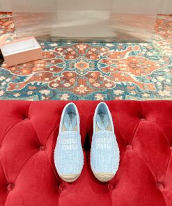 Miumiu 2024 new casual shoes fisherman shoesGrass woven shoes with grass woven insole * madezyueh57z