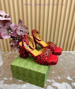 The new 2024 spring/summer GUCCI leopard print horsehair Gucci water platform coarse heel how0wn76en