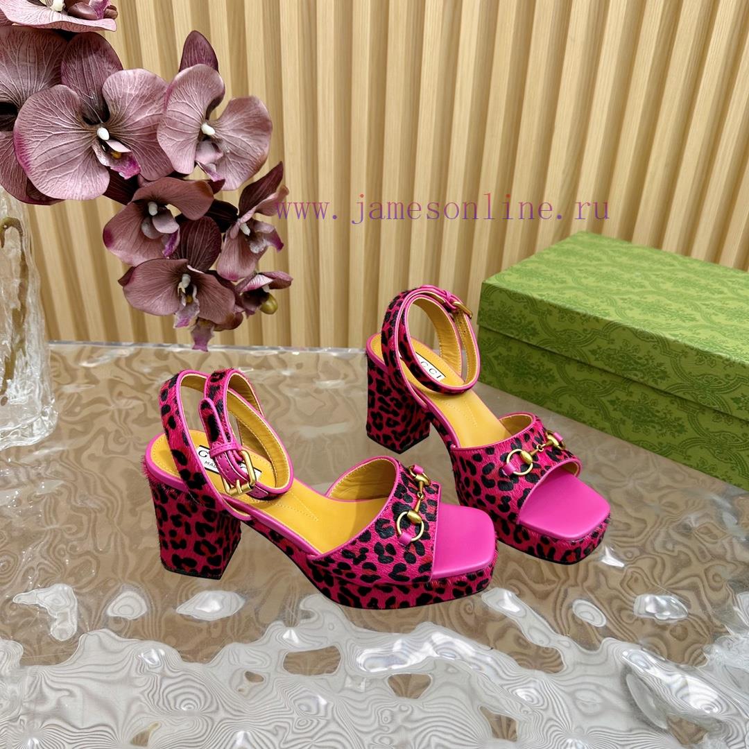 The new 2024 spring/summer GUCCI leopard print horsehair Gucci water platform coarse heel ho792yui44 - Image 7