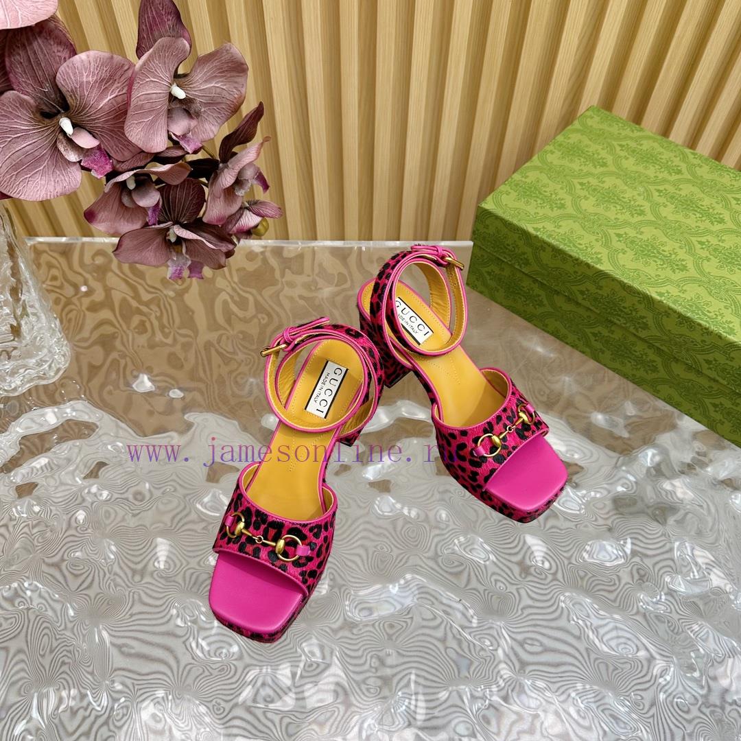The new 2024 spring/summer GUCCI leopard print horsehair Gucci water platform coarse heel ho792yui44 - Image 9