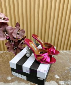 Aquazzura2024 New Top Pineapple Women's Hollow High Heel Sandals Original 1:1 Open Mold Heel3kuigfrg