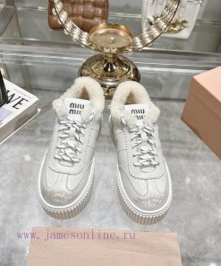 Miu Miu 24ss Thick Bottom Biscuit Bottom 24ss Spring/Summer New British Style Strap up Whiteuy7rjl6b
