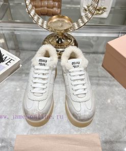 Miu Miu 24ss Thick Bottom Biscuit Bottom 24ss Spring/Summer New British Style Strap up Whiteymhzdf9u