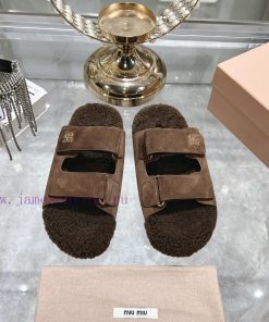 Miu Home 2024 Autumn/Winter New Wool SlippersSuper comfortable Miu fur mop, simple, beautifu7nghwtea