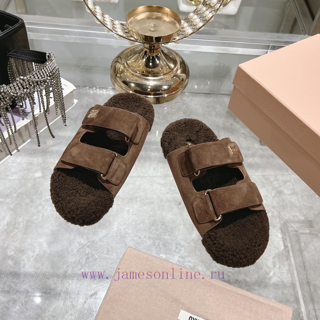 Miu Home 2024 Autumn/Winter New Wool SlippersSuper comfortable Miu fur mop, simple, beautifu7nghwtea - Image 4