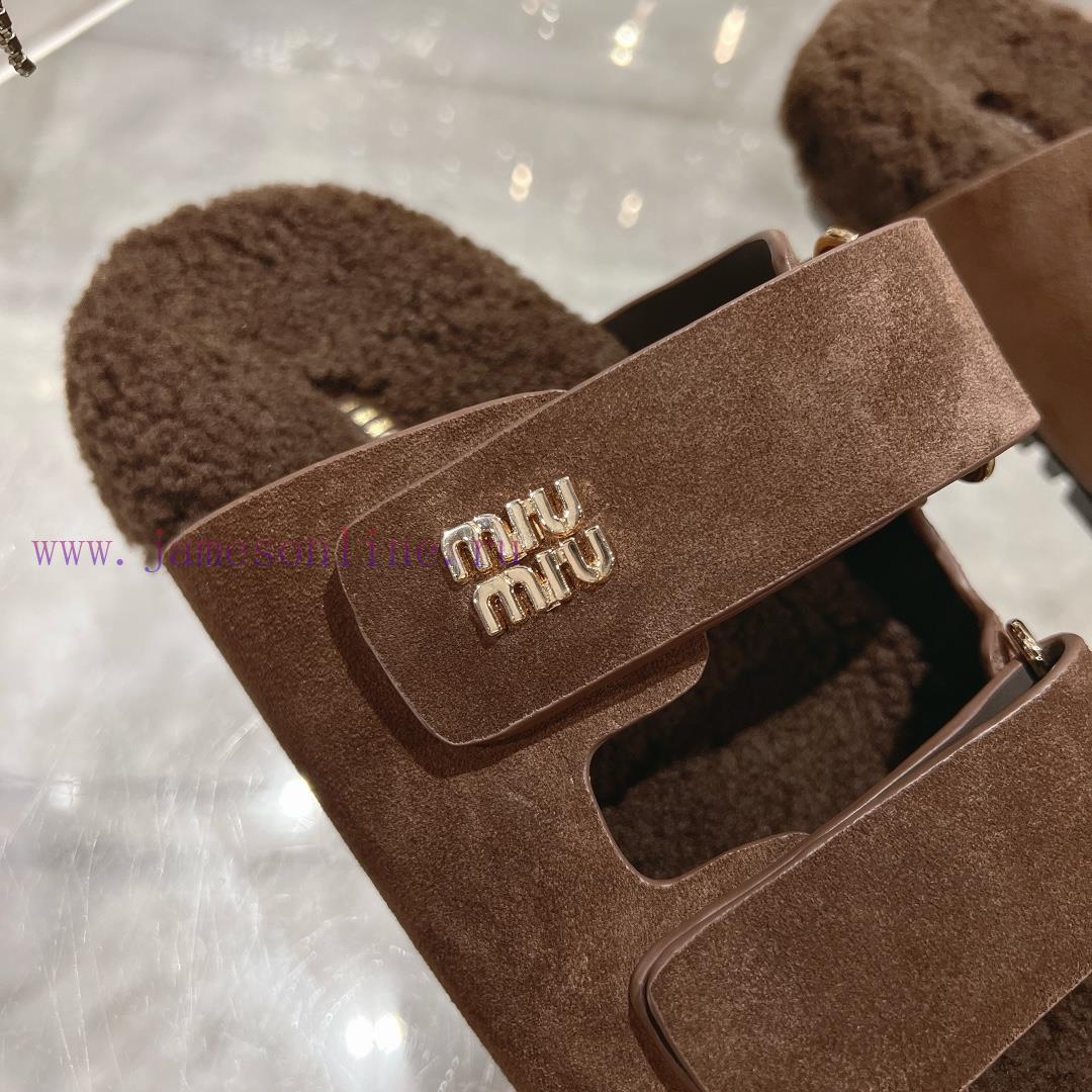 Miu Home 2024 Autumn/Winter New Wool SlippersSuper comfortable Miu fur mop, simple, beautifu7nghwtea - Image 6