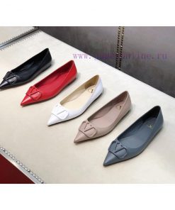 P Flat bottomed pointed single shoes - Top of the line Valentino/Valentino VT latest metal V3pk5prh1