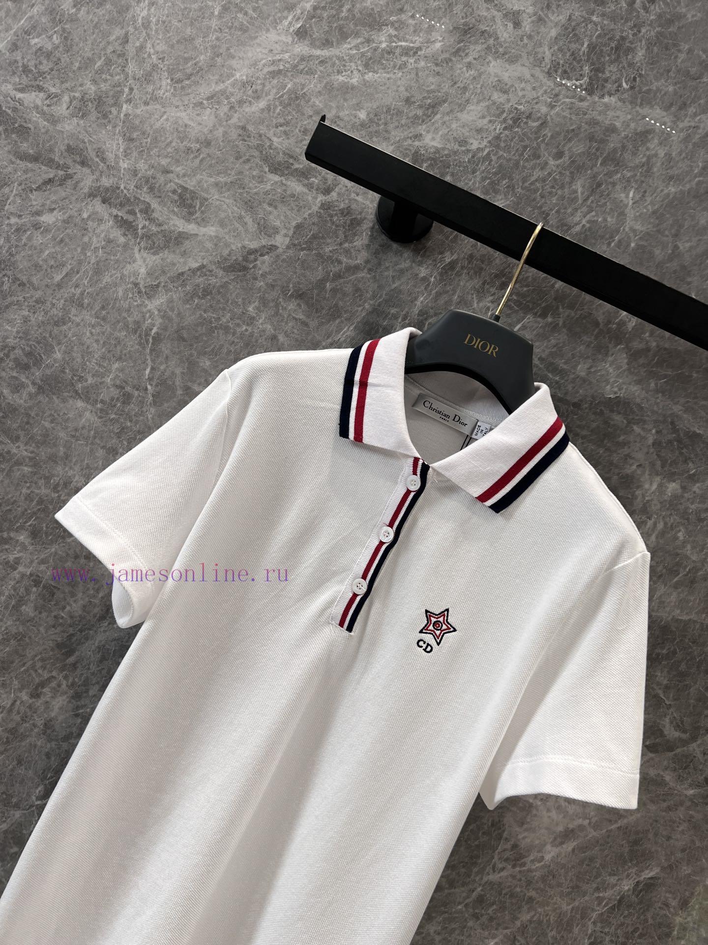 ZT61068 Dior 25Ss Spring/Summer New Embroidered Collar Buckle Mesh Ball Style Polo Short Sleeve sltjbz6u - Image 4