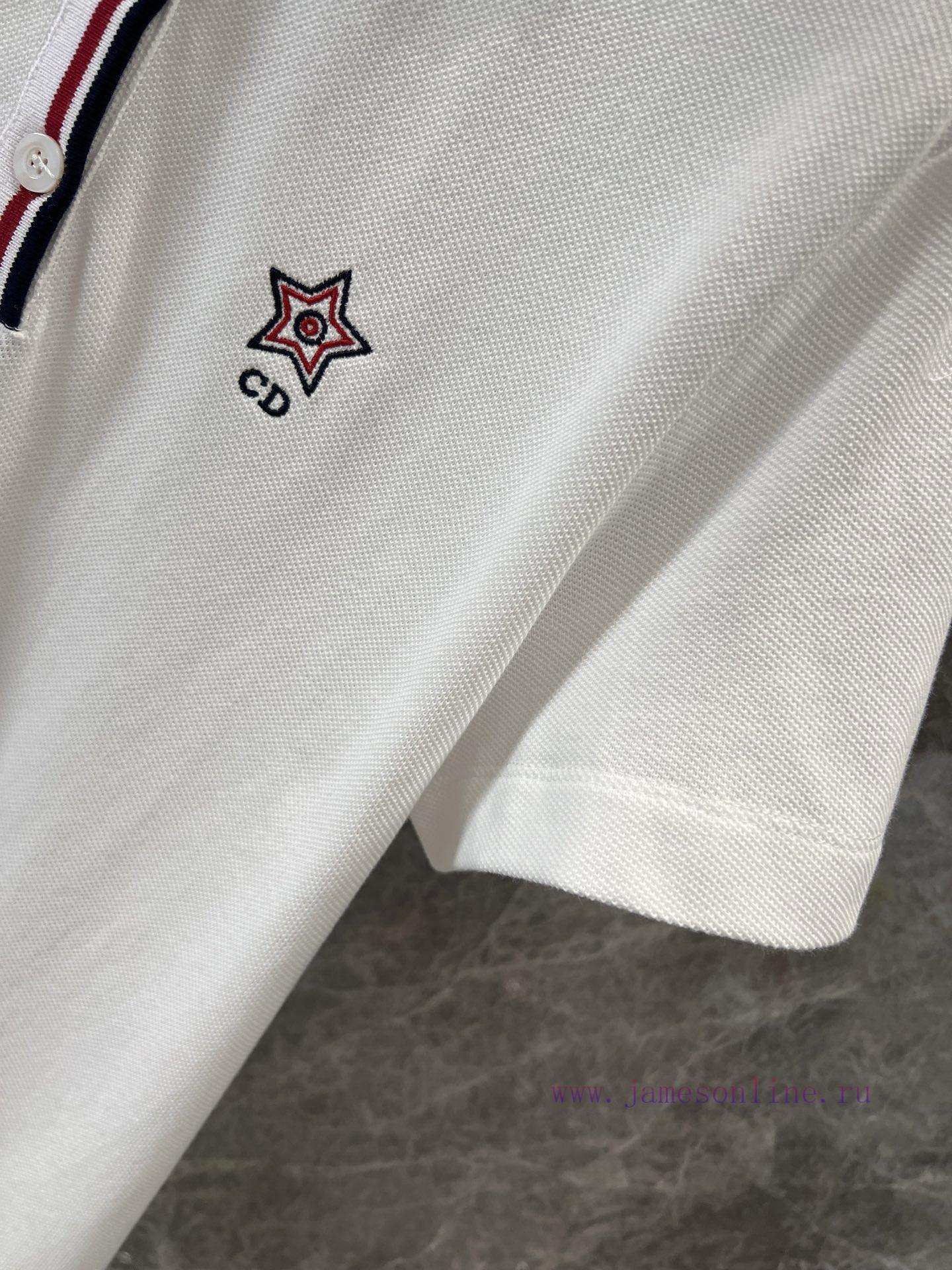 ZT61068 Dior 25Ss Spring/Summer New Embroidered Collar Buckle Mesh Ball Style Polo Short Sleeve sltjbz6u - Image 8