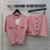 CT77523 Balman 25 Spring/Summer Slim Fit V-neck Knitted Set V-neck Short Sleeve Cardigan+Arm Hu ce2byxlb