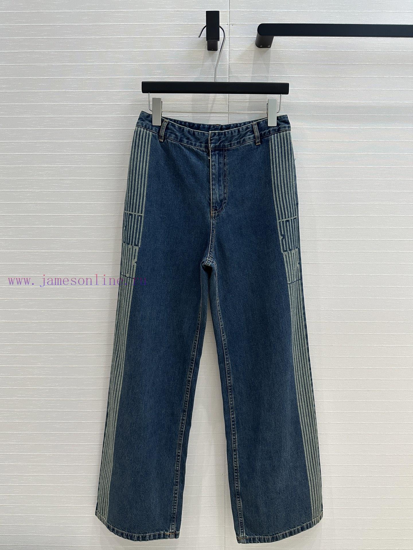 🤞 BK77535 Miss Dior Jacquard Strip Side Straight Leg Jeans Original Custom Retro Original Color cxao3e30