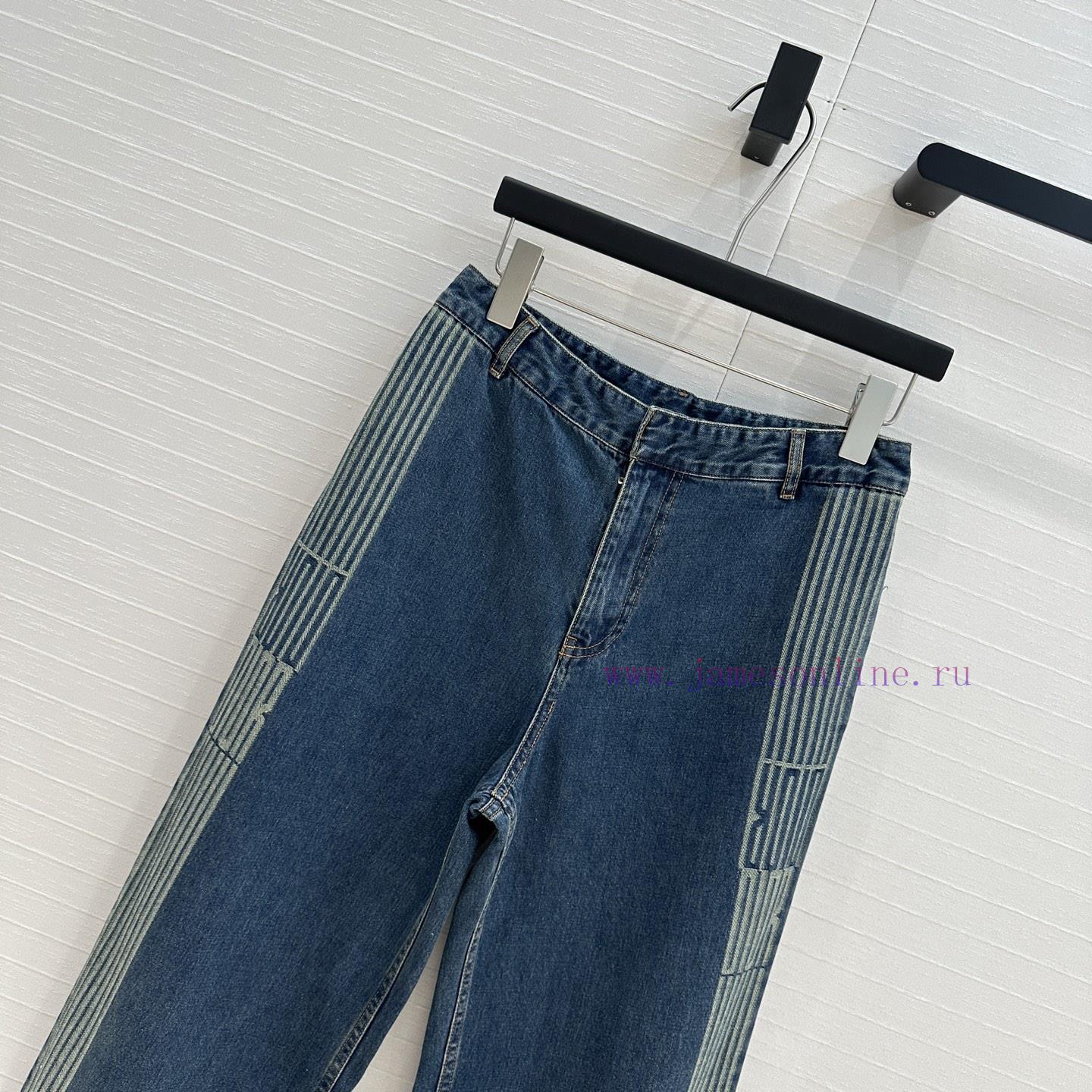 🤞 BK77535 Miss Dior Jacquard Strip Side Straight Leg Jeans Original Custom Retro Original Color cxao3e30 - Image 3