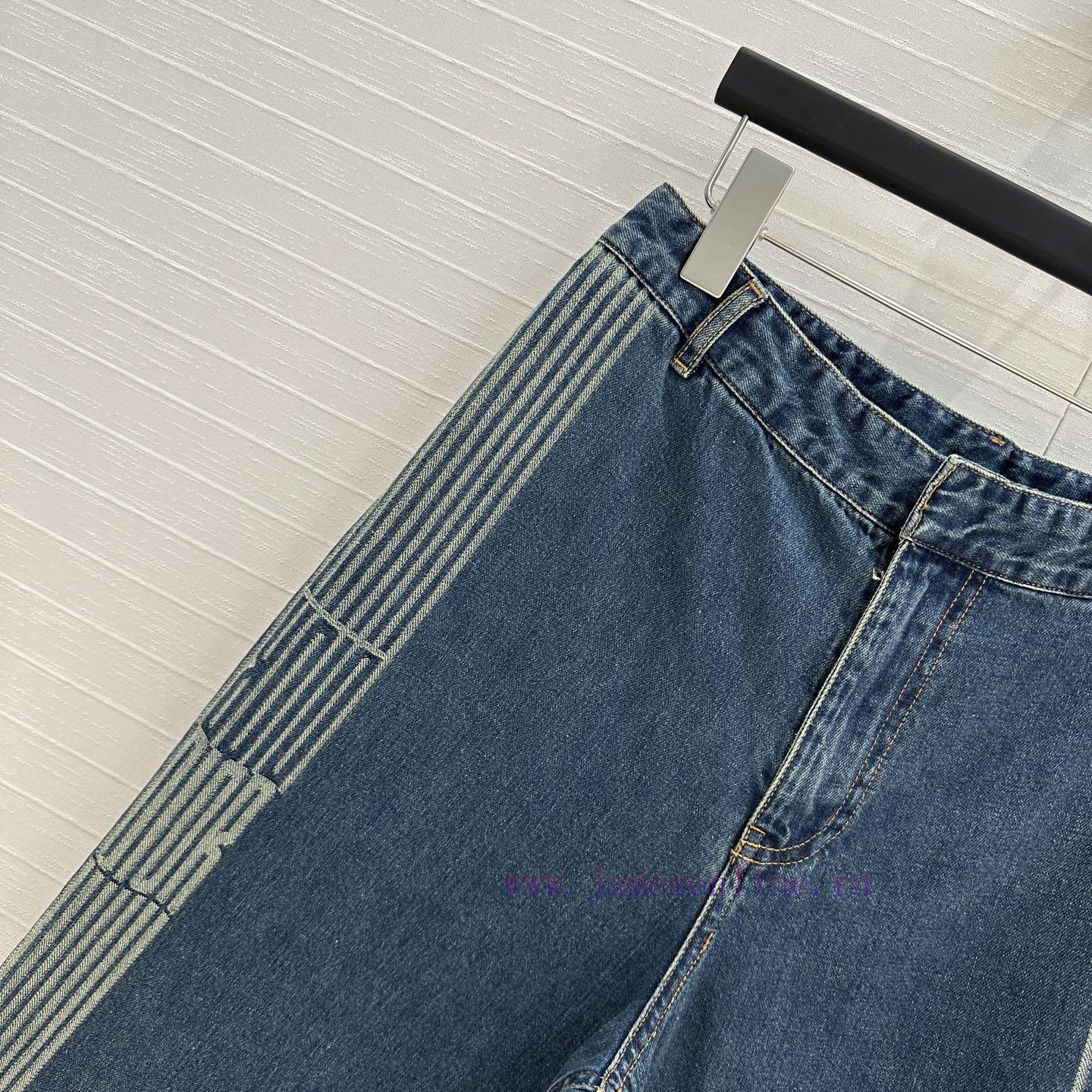 🤞 BK77535 Miss Dior Jacquard Strip Side Straight Leg Jeans Original Custom Retro Original Color cxao3e30 - Image 4