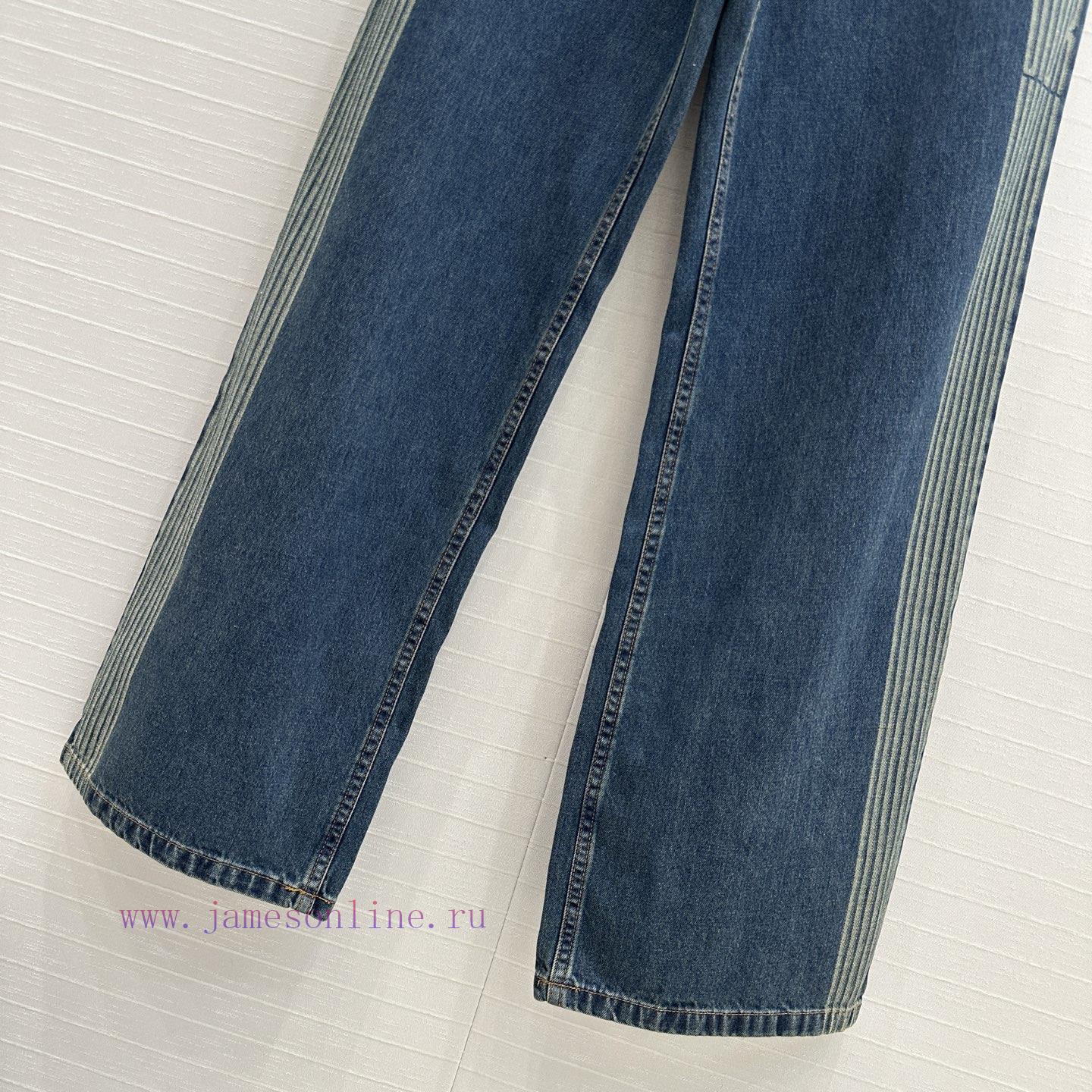 🤞 BK77535 Miss Dior Jacquard Strip Side Straight Leg Jeans Original Custom Retro Original Color cxao3e30 - Image 7