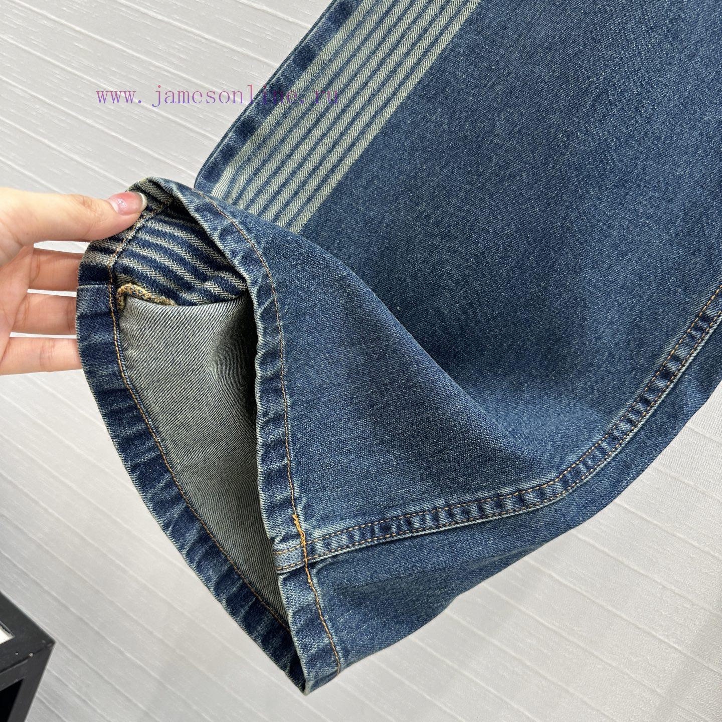 🤞 BK77535 Miss Dior Jacquard Strip Side Straight Leg Jeans Original Custom Retro Original Color cxao3e30 - Image 8