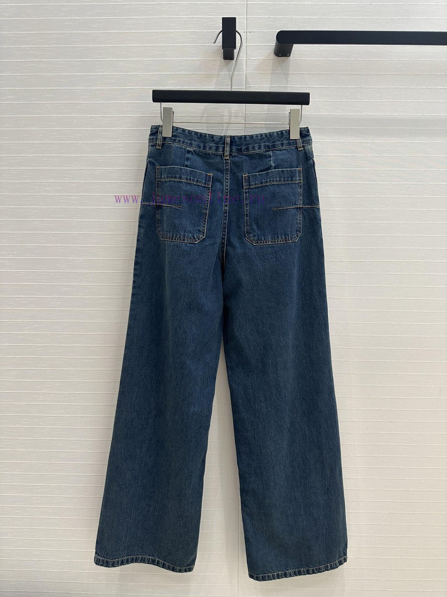 🤞 BK77535 Miss Dior Jacquard Strip Side Straight Leg Jeans Original Custom Retro Original Color cxao3e30 - Image 9