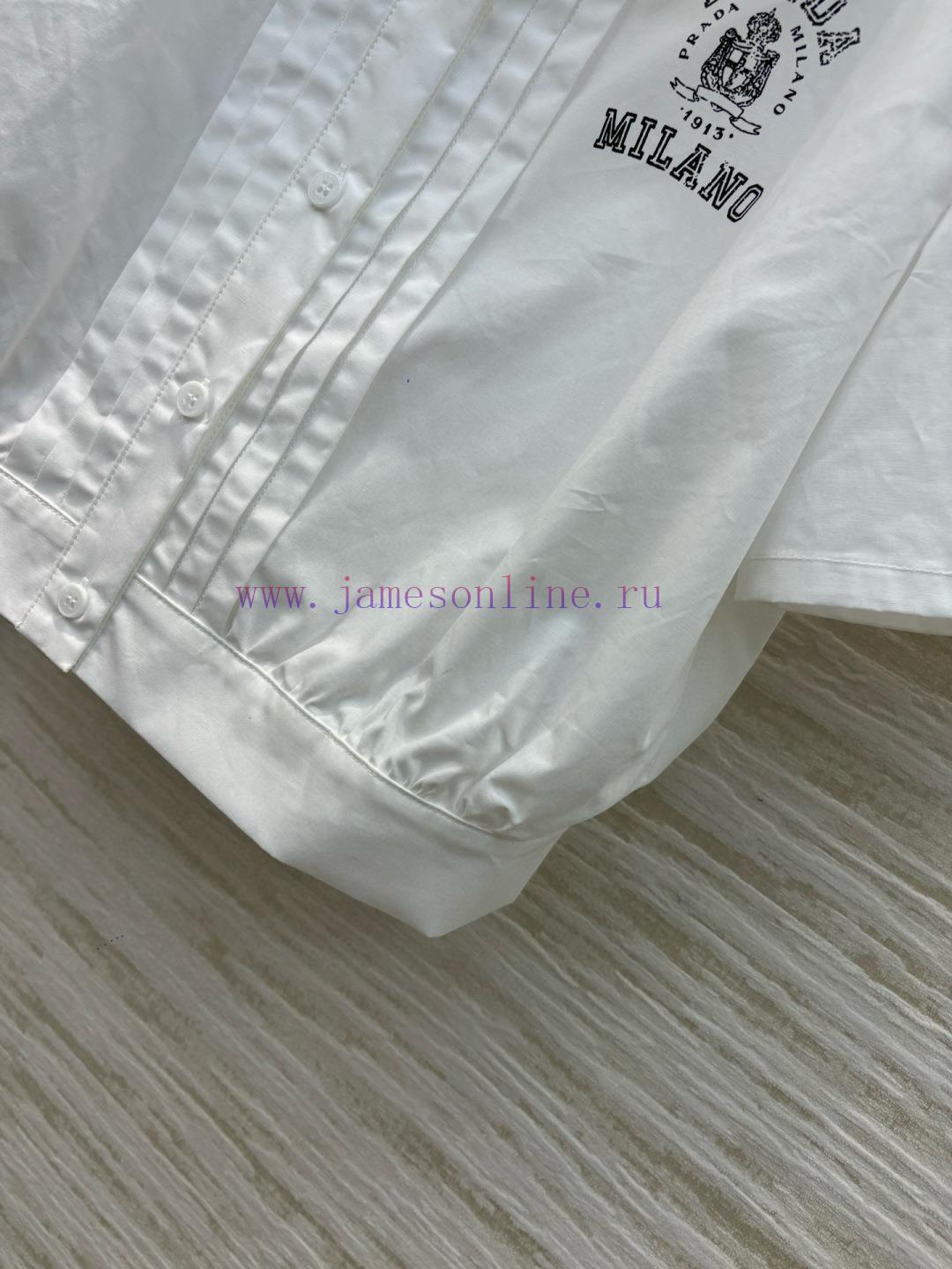 CC77558 Prada 25 Spring/Summer Logo Printed Pleated Short Shirt Paired With A Half Skirt A Cool fl49fqjk - Image 6